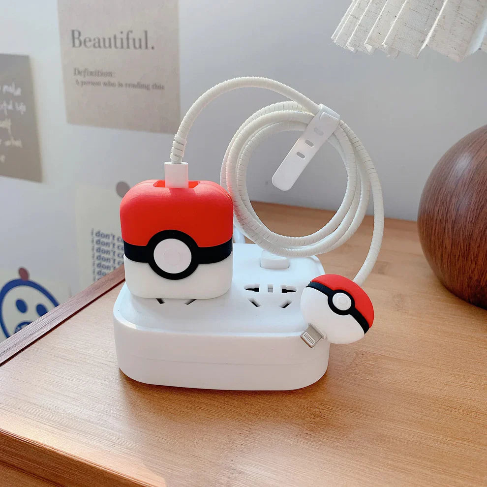 Iphone Charger Case Cover - Pokemon - 4 Piece Set (With Wire Protector)
