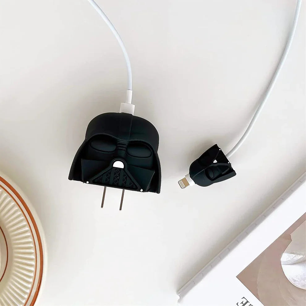 Iphone Charger Case Cover - Darth Vader - 4 Piece Set (With Wire Protector)