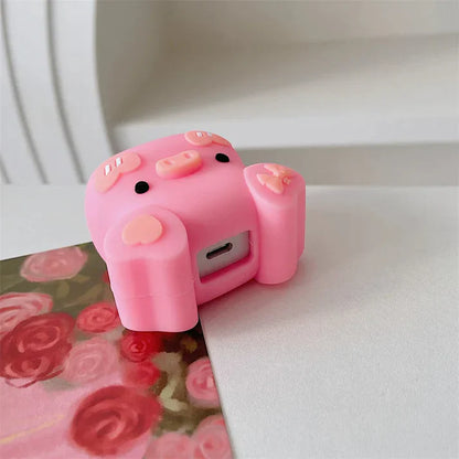 Iphone Charger Case Cover - Pink Piggy - 4 Piece Set
