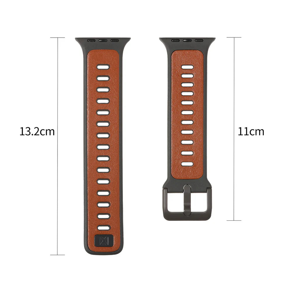 FusionBand Dual-Tone Leather Silicone Strap for Apple Watch – (44–49mm) |  India
