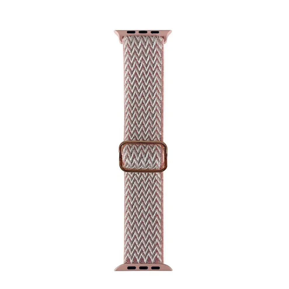 iWatch 42-44-45mm - Braided Nylon Elastic - Santa Barbara Leather Strap