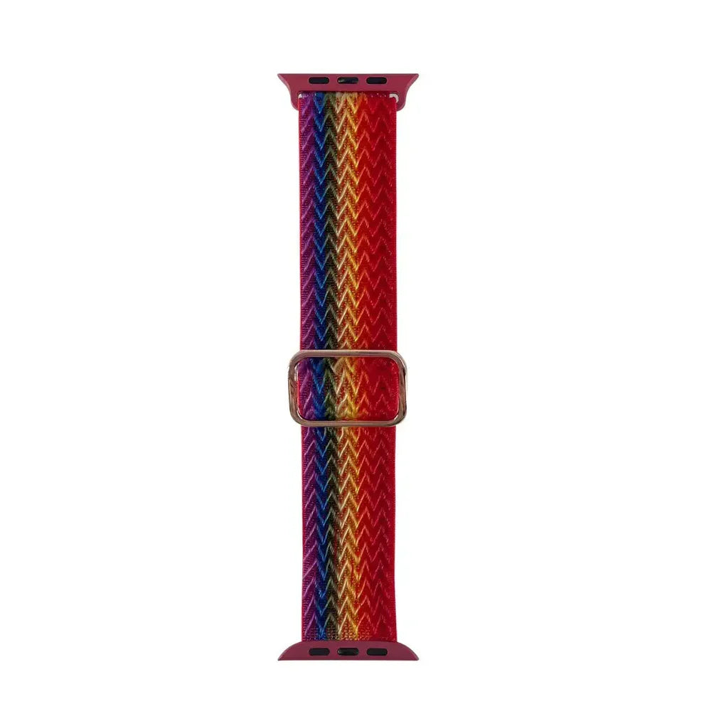iWatch 42-44-45mm - Braided Nylon Elastic - Santa Barbara Leather Strap