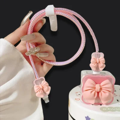 Peach Bow Charger Protector