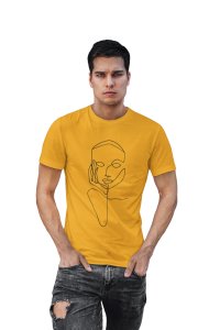 Palm on Cheek - Line Art for Male - Half Sleeves T-shirt