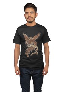 Eagle Illustration art -round crew neck cotton tshirts for men