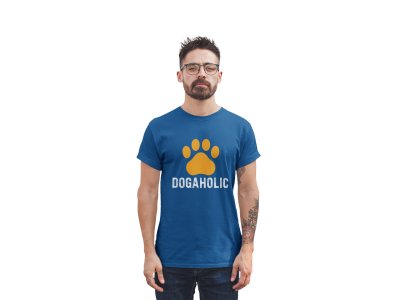 Dogaholic - printed stylish Black cotton tshirt- tshirts for men