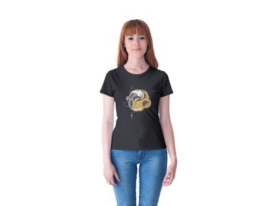 Guitar-Black - Women's - printed T-shirt - comfortable round neck Cotton