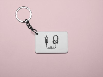 Music addicted -White -Designable Musicllnstrument Keychain ( Combo Set Of 2)