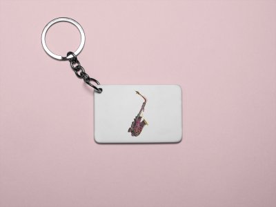 Saxophone -White -Designable Musicllnstrument Keychain ( Combo Set Of 2)