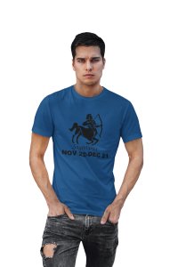 Sagittarius, Nov 22-Dec 21 (BG Black)(Blue T) - Printed Zodiac Sign Tshirts - Made especially for astrology lovers people