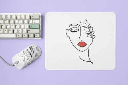 Women with flower - Designable Printed Mousepads(20cm x 18cm)