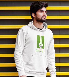 Go green diwali printed diwali themed White Hoodie specially for diwali festival