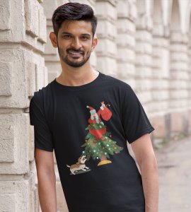 Santa's On Tree: Best Printed T-shirt (Black) Best Gift For Secret Santa