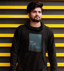 Blur Nights,Black Street Symphony: Front Printed Men's Hoodies - Urban Elegance