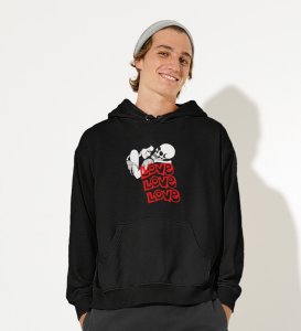 Love Is Insane : Printed (black) Hoodies For Singles