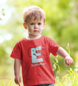 Elephantastic, Boys Round Neck Blended Cotton tshirt (red)
