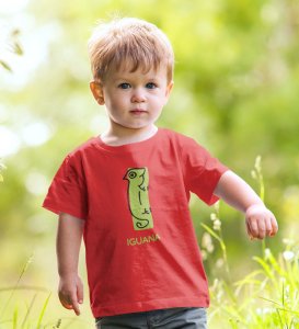 Intelligent Iguana, Boys Printed Crew Neck tshirt (red)