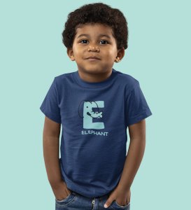 Elephantastic, Boys Round Neck Blended Cotton Tshirt (Navy blue)
