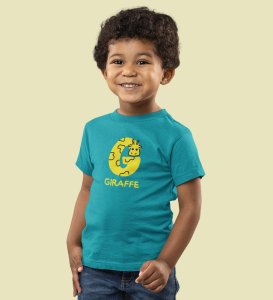 Giraffe, Boys Printed Crew Neck Tshirt (Teal)