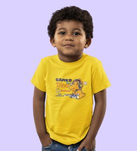 Gamer Dino, Boys Round Neck Blended Cotton Tshirt