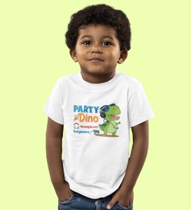 Party Animal Dino,Boys Cotton Printed T-Shirt 