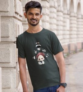 Sarcastic Itadori Cotton Green Printed Tshirt For Mens and Boys