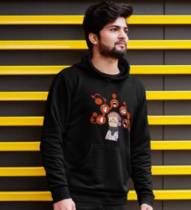 Itadori's Five Faces Cotton Black Hoodies For Mens and Boys