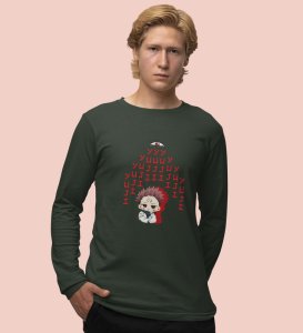 Yuji Itadori Printed Cotton Green Full Sleeves Tshirt For Mens and Boys