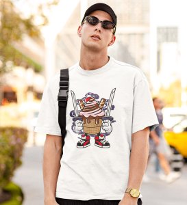 Icecream White Round Neck Cotton Half Sleeved Men's T-Shirt with Printed Graphics