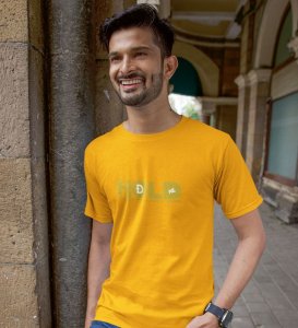 Declaration Of Dogecoin Wings Yellow Round Neck Cotton Half Sleeved Men's T Shirt with Printed Graphics