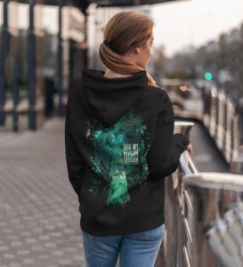 Floating in the Cosmos Let Is Get High Black Cotton Printed Hoodie For Women