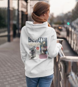 The Next Generation Ninja with a Heart Full of Ambition Printed White Cotton Hoodie For Women