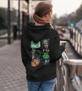 The Taijutsu Legend with a Heart of Determination Printed Black Cotton Hoodie For Women