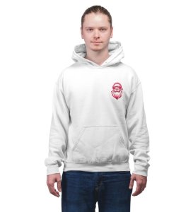 Actively Rolling Up Christmas Items in Joyful Preparation for the Holiday Season Printed White Cotton Hoodie