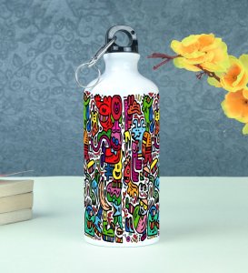 Drink Up with Colorful Doodle Illustrations on Aluminium Water Bottle 600ml