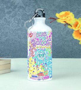 Back to School in Style with Colorful Doodle Art on Aluminium Water Bottle 600ml