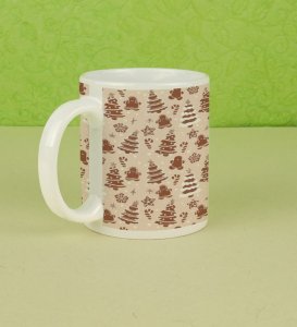 Rustic White and Brown Christmas Icons Full Printed Coffee Mug