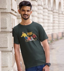 Dosti Dialogues Green Round Neck Cotton Half Sleeved Men T Shirt with Printed Graphics