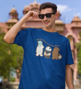 Just Truefriends Blue Round Neck Cotton Half Sleeved Men T Shirt with Printed Graphics