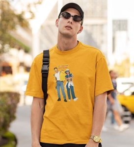 My Forever Bestfriend Yellow Round Neck Cotton Half Sleeved Men T Shirt with Printed Graphics