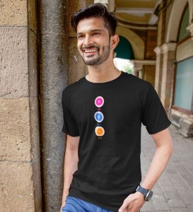 Balanced Life Black Round Neck Cotton Half Sleeved Men T-Shirt with Printed Graphics