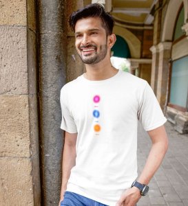 Balanced Life White Round Neck Cotton Half Sleeved Men T-Shirt with Printed Graphics