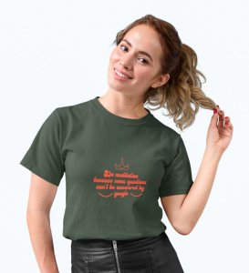 Do Meditation Green Round Neck Cotton Half Sleeved Women T-Shirt with Printed Graphics