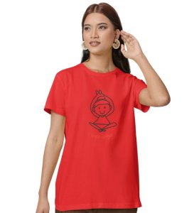 Love For Yoga Red Round Neck Cotton Half Sleeved Women T-Shirt with Printed Graphics