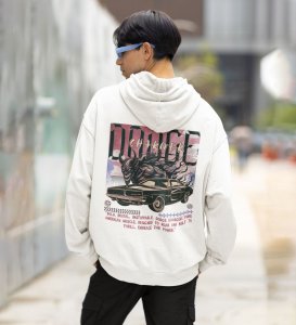 Power Born to Conquer the Streets  Iconic Performance Car Printed White Hoodie for Men