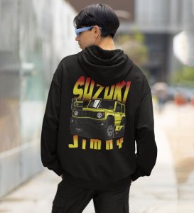 Small but Rugged  Compact 4x4 Adventure Printed Black Hoodie for Men