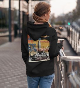 1969 Muscle Car Where Power Meets the Road Printed Black Hoodie for Women