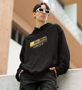 Passionate Eyes Fueled by Dreams Cotton Black Hoodie for Men