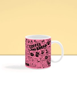 Coffee Bread and Doodles Artwork Printed Coffee Mug 250ml